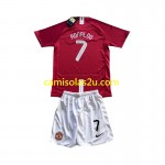 Camisolas de futebol Manchester United Cristiano Ronaldo 7 Champion League 2007 Retro Criança Equipamento Principal Manga Curta